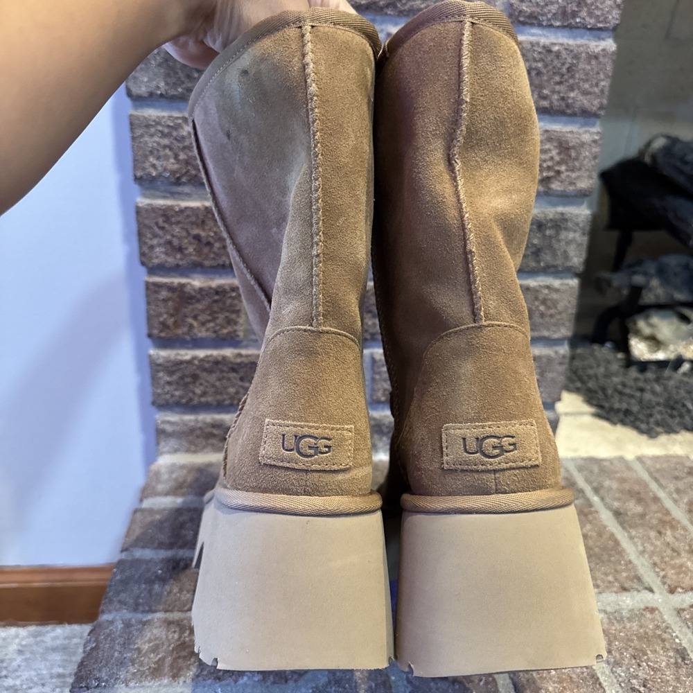 UGG Classic Short New Heights Chestnut Platform Boots Women's Sz 10 #616 - Picture 3 of 16